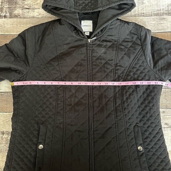 Croft & Barrow Women’s Black Quilted Puffer Hooded Zip Up Jacket | L - Picture 3 of 6